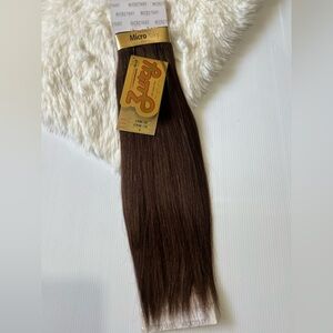 Micro Yaki #4 Brown 100% Human Hair Extensions in straight hair